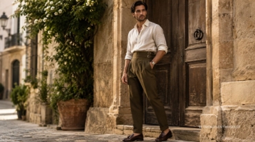 Stylish man showing men's style guide