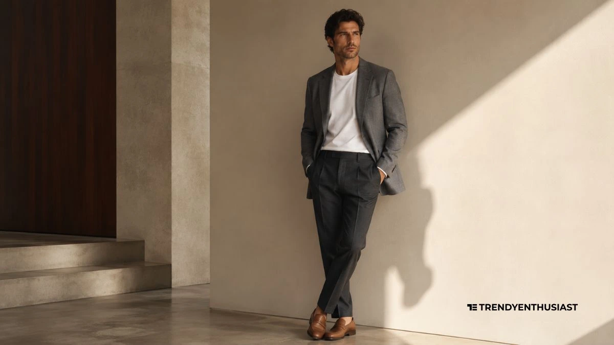 relaxed tailoring men 2026 — natural shoulder suit