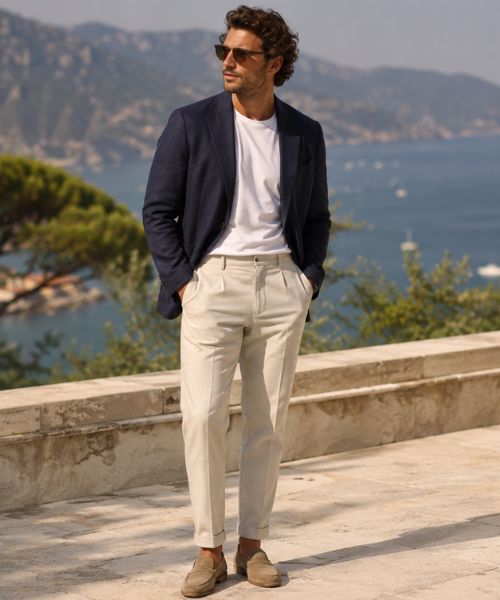 man wearing casual dress