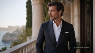 shawl lapel tuxedo jacket worn by a stylish gentleman on a Mediterranean terrace