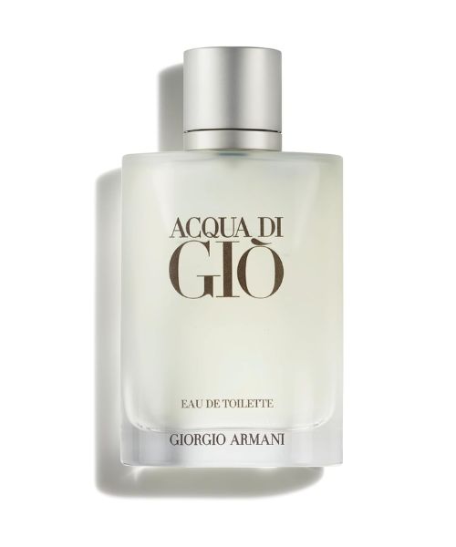 Summer colognes Acqua di gio on white background