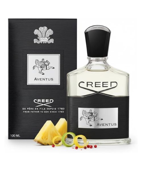 Summer colognes Creed Aventus on white background