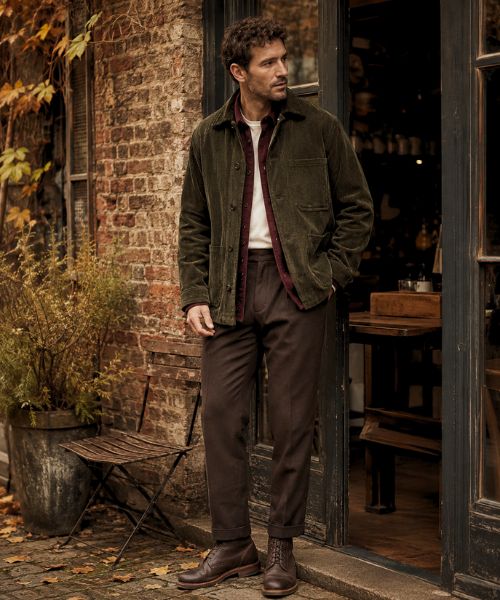 Men's corduroy chore coat autumn outfit