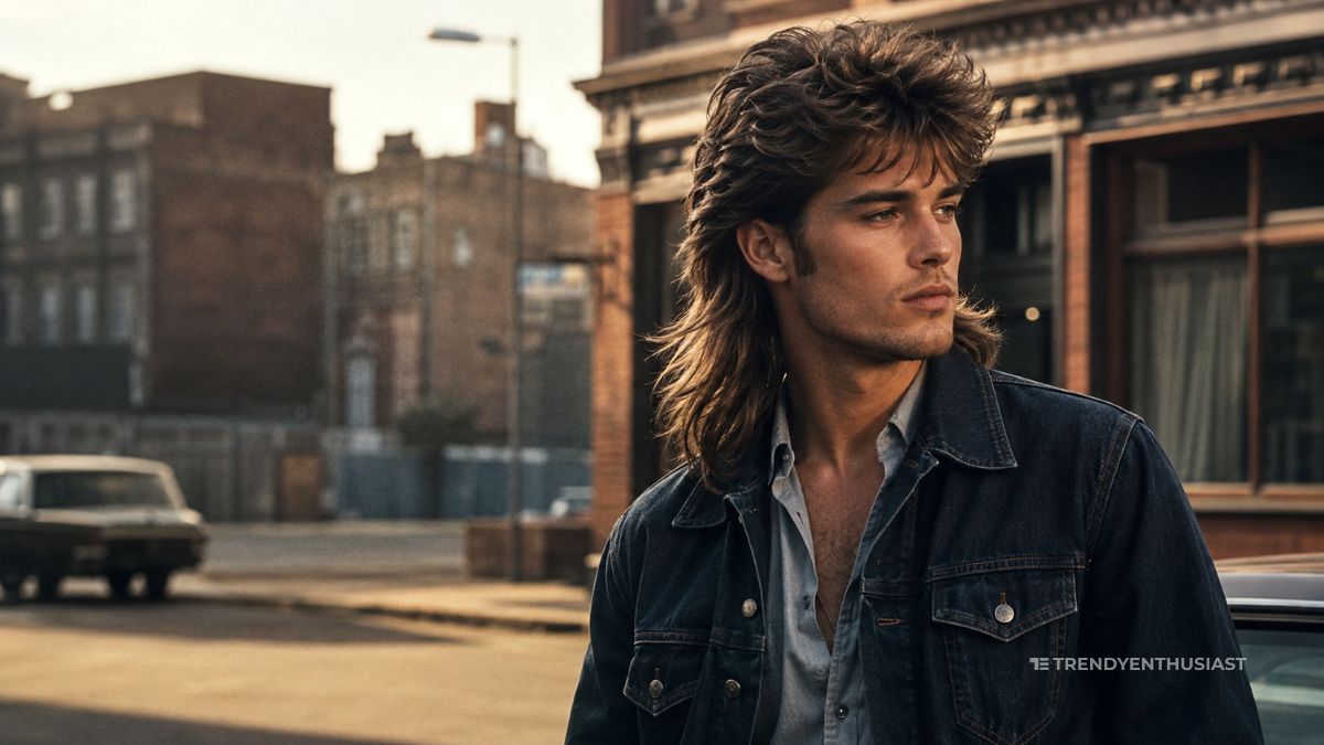 Man with 80s Mullet