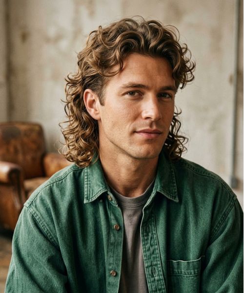 Curl-Enhanced 80s Mullet