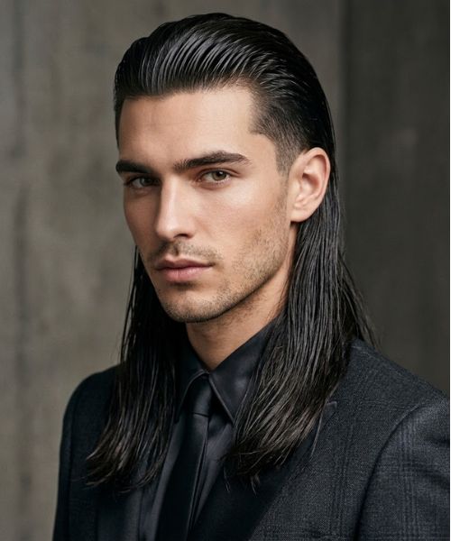 Slicked-Back 80s Mullet
